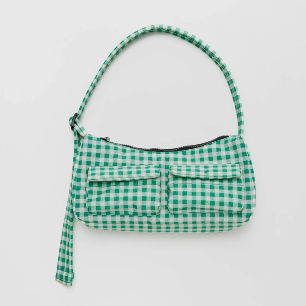 BAGGU Green Checkered Shoulder Bag